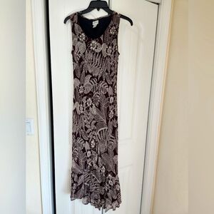 Chico's Brown and Cream Sleeveless Sheath Maxi Dress Sz 1!